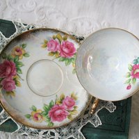 Vintage Footed Tea Cup Pink Roses Made Japan Mid Century Retro Elegant Tea Gift Victoria Downtown Tea Cottage Shabby Chic WhenRosesBloom