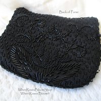 Black Beaded Purse Evening Bag Vintage Art Deco Retro Cocktail Party Classic Style Glamour Dance Steampunk Cosplay WhenRosesBloom