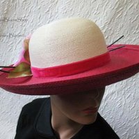 Vintage Hat Roses Pink White Garden Party Downton Abbey Classic Tea Party Wedding Elegant Straw Kentucky Derby Hat New York WhenRosesBloom