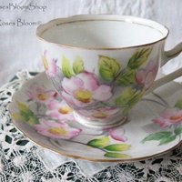 Vintage Tea Cup Pink Roses Japan  Mid Century Retro TeaTime Gift Hand Painted Classic Tea  Downton Abbey Shabby Chic WhenRosesBloom