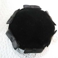 Vintage Black Hat with bows  Harzfeld's 1950s Elegant  Juliet Cap Mid Century Tea Party Hollywood Glamour Steampunk WhenRosesBloom