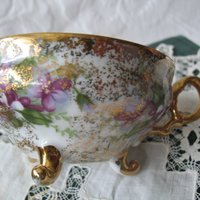 Vintage Footed Tea Cup Violets Japan Mid Century Retro Dainty Tea Time Gift Victoria Downton Tea Elegant Farm Shabby Chic  WhenRosesBloom