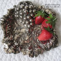 Vintage Silver Embossed Dish Grapes Tea Party Wedding Birthday Entertaining Tea Gift Silver Rococo Elegant Shabby Chic   WhenRosesBloom