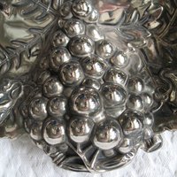 Vintage Silver Embossed Dish Grapes Tea Party Wedding Birthday Entertaining Tea Gift Silver Rococo Elegant Shabby Chic   WhenRosesBloom