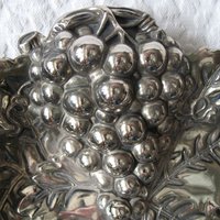 Vintage Silver Embossed Dish Grapes Tea Party Wedding Birthday Entertaining Tea Gift Silver Rococo Elegant Shabby Chic   WhenRosesBloom