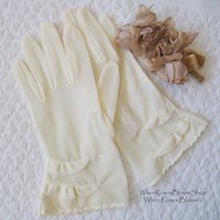 Vintage Gloves Sheer White Net  Retro Mid Century Wedding Tea Dance Downton Mid Century Royal Style  Cosplay  Free Ship  US When Roses Bloom