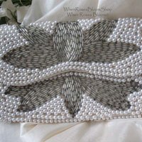 Vintage White Beaded Purse Evening Bag Mid Century Retro Classic Glamour Wedding Dance Cocktail Party Clutch Purse  WhenRosesBloom