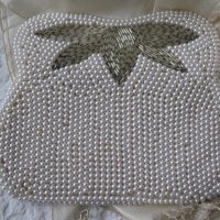 Vintage White Beaded Purse Evening Bag Mid Century Retro Classic Glamour Wedding Dance Cocktail Party Clutch Purse  WhenRosesBloom
