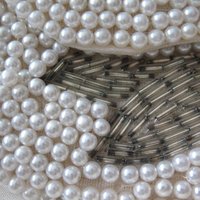Vintage White Beaded Purse Evening Bag Mid Century Retro Classic Glamour Wedding Dance Cocktail Party Clutch Purse  WhenRosesBloom
