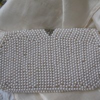 Vintage White Beaded Purse Evening Bag Mid Century Retro Classic Glamour Wedding Dance Cocktail Party Clutch Purse  WhenRosesBloom