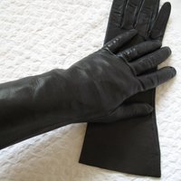 Vintage Gloves Black Kid Leather Matinee Mid Century Style NOS Lg Size Downton Miss Fisher Steampunk Cosplay Free  Ship USA   WhenRosesBloom