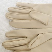 Vintage Gloves Beige Vegan Fabric Sz 6 1/2 Matinee Length Elegant Classic Mid Century Mod  Cocktail Party Style  Free Ship US WhenRosesBloom