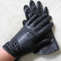 Vintage Gloves Black Leather Retro Mid Century Tea Party Elegant Steampunk Downton Miss Fisher Cosplay Free Ship in US When Roses Bloom