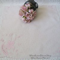 Vintage Pink Hanky Madeira Floral Wedding Keepsake Remembrance Heirloom Embroidery Applique Linen Free Ship  US  WhenRosesBloom