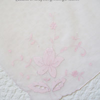 Vintage Pink Hanky Madeira Floral Wedding Keepsake Remembrance Heirloom Embroidery Applique Linen Free Ship  US  WhenRosesBloom