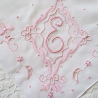 Vintage Madeira Hanky E Initial Monogram Pink Embroidery Wedding Keepsake Gift Handkerchief Remembrance Heirloom FREE SHIP US WhenRosesBloom