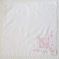 Vintage Madeira Hanky E Initial Monogram Pink Embroidery Wedding Keepsake Gift Handkerchief Remembrance Heirloom FREE SHIP US WhenRosesBloom