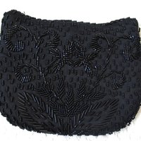 Black Beaded Purse Evening Bag Vintage Art Deco Retro Cocktail Party Classic Style Glamour Dance Steampunk Cosplay WhenRosesBloom