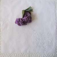 Vintage White Hanky G Initial Monogram Madeira Embroidery Wedding Keepsake Remembrance Heirloom  Handkerchief  Free Ship  US  WhenRosesBloom