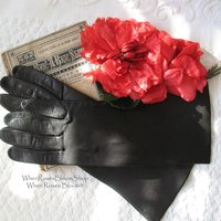 Vintage Gloves Black Kid Leather Matinee Mid Century Style NOS Lg Size Downton Miss Fisher Steampunk Cosplay Free  Ship USA   WhenRosesBloom