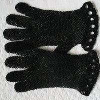 Vintage Black Crochet Lace Gloves Tea Party Elegant Steampunk Goth Victoria Downton Miss Fisher Cosplay  FREE SHIP US When Roses Bloom