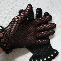 Vintage Black Crochet Lace Gloves Tea Party Elegant Steampunk Goth Victoria Downton Miss Fisher Cosplay  FREE SHIP US When Roses Bloom