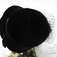 Black Velvet Hat 1950's Vintage Miss Fisher Downton Abbey Cosplay Mid Century Royal Style WhenRosesBloom