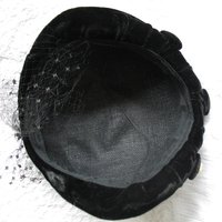 Black Velvet Hat 1950's Vintage Miss Fisher Downton Abbey Cosplay Mid Century Royal Style WhenRosesBloom