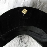 Black Velvet Hat 1950's Vintage Miss Fisher Downton Abbey Cosplay Mid Century Royal Style WhenRosesBloom
