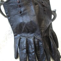 Vintage Gloves Black Leather Retro Mid Century Tea Party Elegant Steampunk Downton Miss Fisher Cosplay Free Ship in US When Roses Bloom