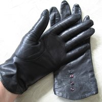 Vintage Gloves Black Leather Retro Mid Century Tea Party Elegant Steampunk Downton Miss Fisher Cosplay Free Ship in US When Roses Bloom