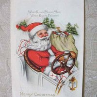 Vintage Santa Driving Car Whitney Made Postcard 1918 toys gift Paper Ephemera Christmas Muscatine Iowa Scrapbook Art WhenRosesBloom