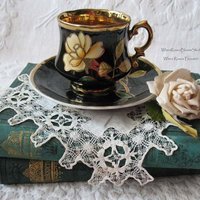 Vintage Tea Cup Black Yellow Rose Footed Japan Tea Gift Steampunk Cosplay Gentleman Tea  Victoria Downton Cottage Shabby Chic WhenRosesBloom