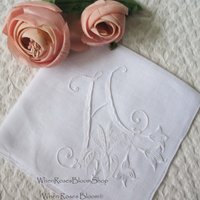 Vintage Madeira Hanky H Initial Monogram Wedding Keepsake Gift Handkerchief Remembrance Romantic Heirloom  Free Ship US WhenRosesBloom