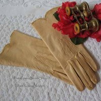 Vintage Leather Driving Gloves Beige Pigskin Retro Mid Century Miss Fisher Audrey Hepburn Cosplay Fashion  Free Ship in US WhenRosesBloom