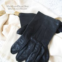 Gloves Size 9 Black Leather Vintage Downton Steampunk Victorian Austen Gentleman Dandy Cosplay Style Shipping Incl. in USA WhenRosesBloom