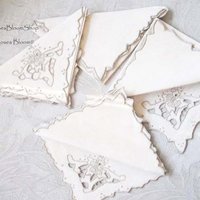 Vintage Madeira Napkins Set/4 Cutwork Embroidery Heirloom Linens NOS new old stock elegant tea napkins Shabby Chic Cottage  When Roses Bloom