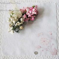 Vintage Madeiera Hanky Wedding Keepsake Remembrance 1st Communion Classic Pink Floral Handkerchief NOS FREE Ship  US  WhenRosesBloom