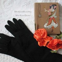Vintage Black Gloves Size 6 Opera Debutante Downton Lady Mary Steampunk Cosplay Titanic Miss Fisher Vegan Free Ship USA   WhenRosesBloom