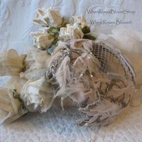 Vintage Bridal Wedding Cocktail Hat Fascinator Toque Eggshell 1950's New Elegant Looking style  Mid Century  Retro Party WhenRosesBloom