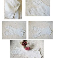White Gloves Sz 7 1/2 Vintage Wedding Debutante Tea Party Dance Downton J Austen Cosplay Elegant Hollywood Mid Century Style WhenRosesBloom