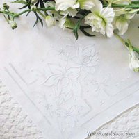 Vintage White Hanky Wedding Keepsake Remembrance Heirloom Embroidery Classic Romantic Handkerchief FREE Ship in US  WhenRosesBloom