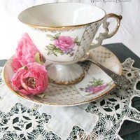 Vintage Footed Tea Cup Saucer Roses Gold Made in Japan Mid Century TeaTime Gift Victoria Downton Abbey Cottage Shabby Chic When Roses Bloom