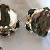Black Lucite Clip On Earrings Mid Century Retro Vintage Jewelry Plastic Crystal Facet Jewels Hollywood Regency WhenRosesBloom