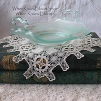 Green Depression Frosted Satin Glass Basket Candy Dish Pink Roses Vintage Retro Tea Time Gift Farmhouse Shabby Chic Style WhenRosesBloom