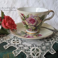 Lefton Tea Cup Pink Roses Made Japan Vintage Mid Century Retro Elegant Tea Gift Downtown Tea Cottage  Shabby Chic Style WhenRosesBloom