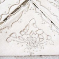 Vintage Madeira Napkins Set/4 Cutwork Embroidery Heirloom Linens NOS new old stock elegant tea napkins Shabby Chic Cottage  When Roses Bloom