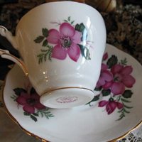 Tea Cup Grosvenor Pink Wild Roses English Bone ChinaTea Gift Vintage Retro Mid Century Shabby Chic Romantic Cottage Style WhenRosesBloom