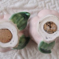 Vintage California Pottery Rose Salt Pepper Sylvans Shabby Chic Cottage Farmhouse Romantic Retro Mid Century Urban Style WhenRosesBloom