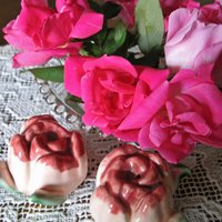 Vintage California Pottery Rose Salt Pepper Sylvans Shabby Chic Cottage Farmhouse Romantic Retro Mid Century Urban Style WhenRosesBloom